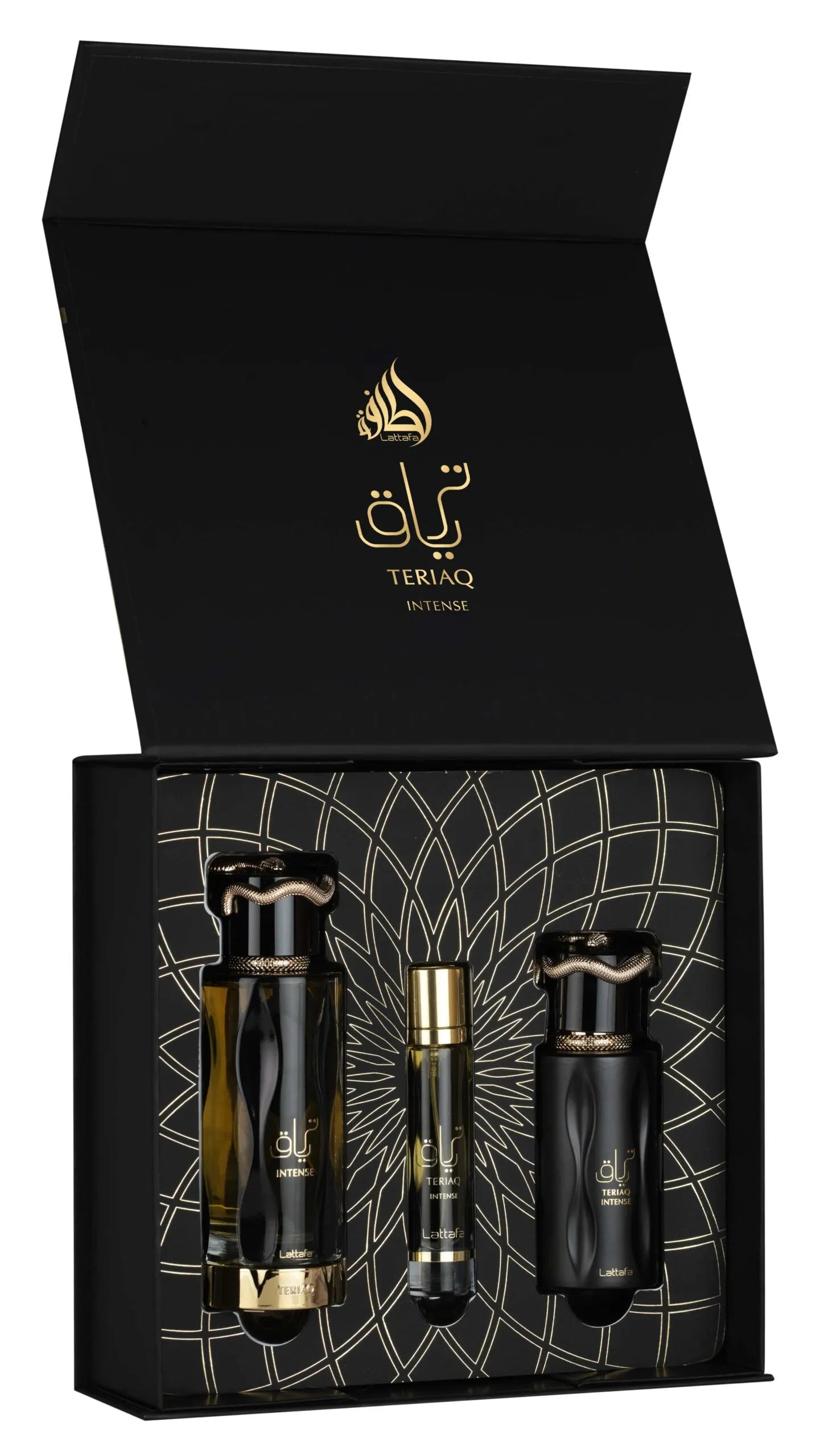 Lattafa Gift Set – Teriaq Intense 100Ml – 12ml – Shower Gel